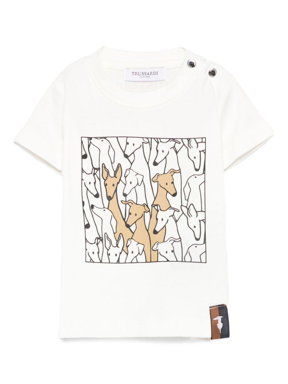 T-shirt per neonato Trussardi Junior bianco con stampa grafica - Rubino Kids