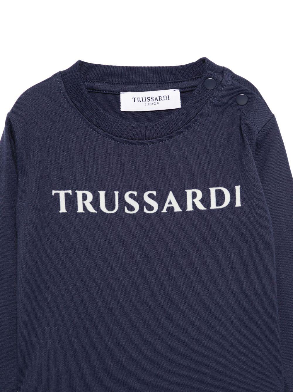 T-shirt per neonato Trussardi Junior blu con logo sul davanti - Rubino Kids