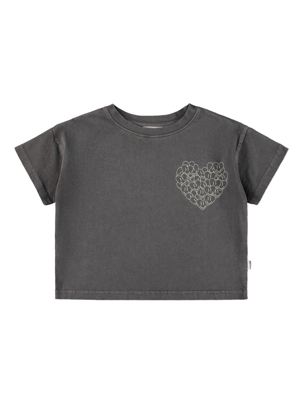 T-shirt Runi per bambina Molo grigia con stampa grafica cuore - Rubino Kids