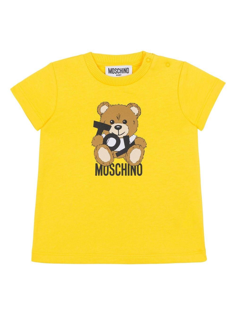 T-shirt Teddy Bear per neonata Moschino Kids giallo con orlo dritto - Rubino Kids