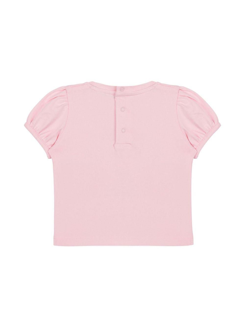 T-shirt Teddy Bear per neonato Moschino Kids rosa con girocollo - Rubino Kids