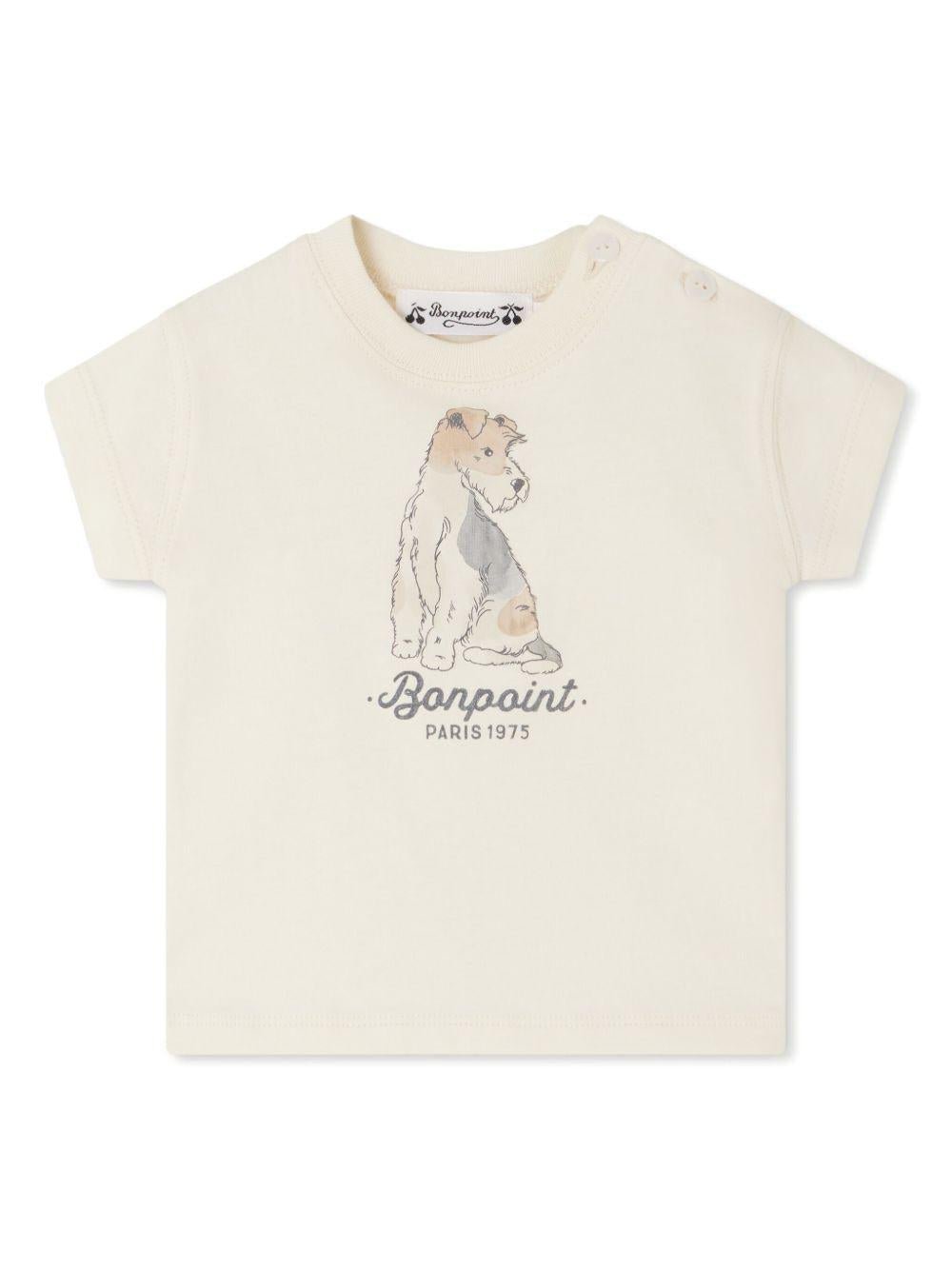 T-shirt Tom per neonato Bonpoint beige con girocollo - Rubino Kids