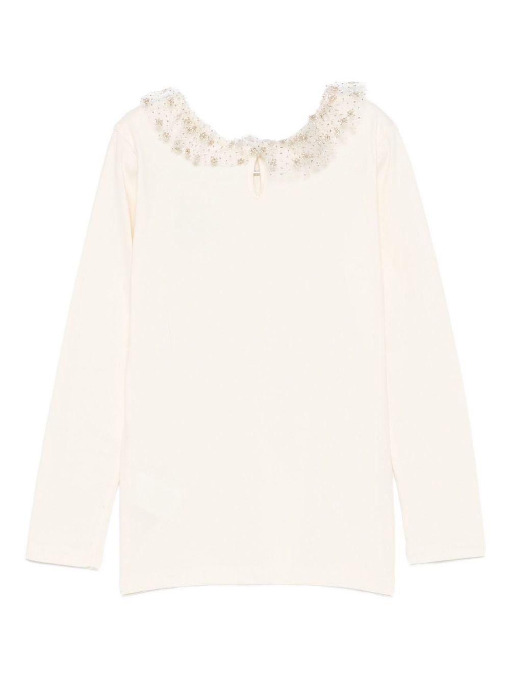 T-shirtTidjany per bambina Bonpoint bianca con dettagli ricamati - Rubino Kids