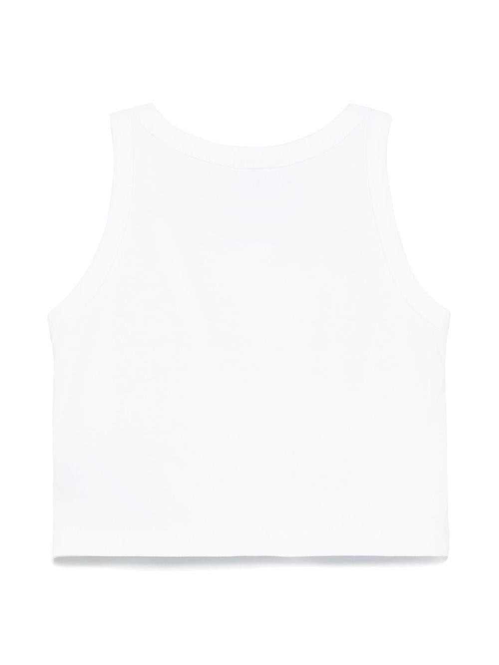 Top con strass per bambina John Richmond Junior bianco con orlo dritto - Rubino Kids