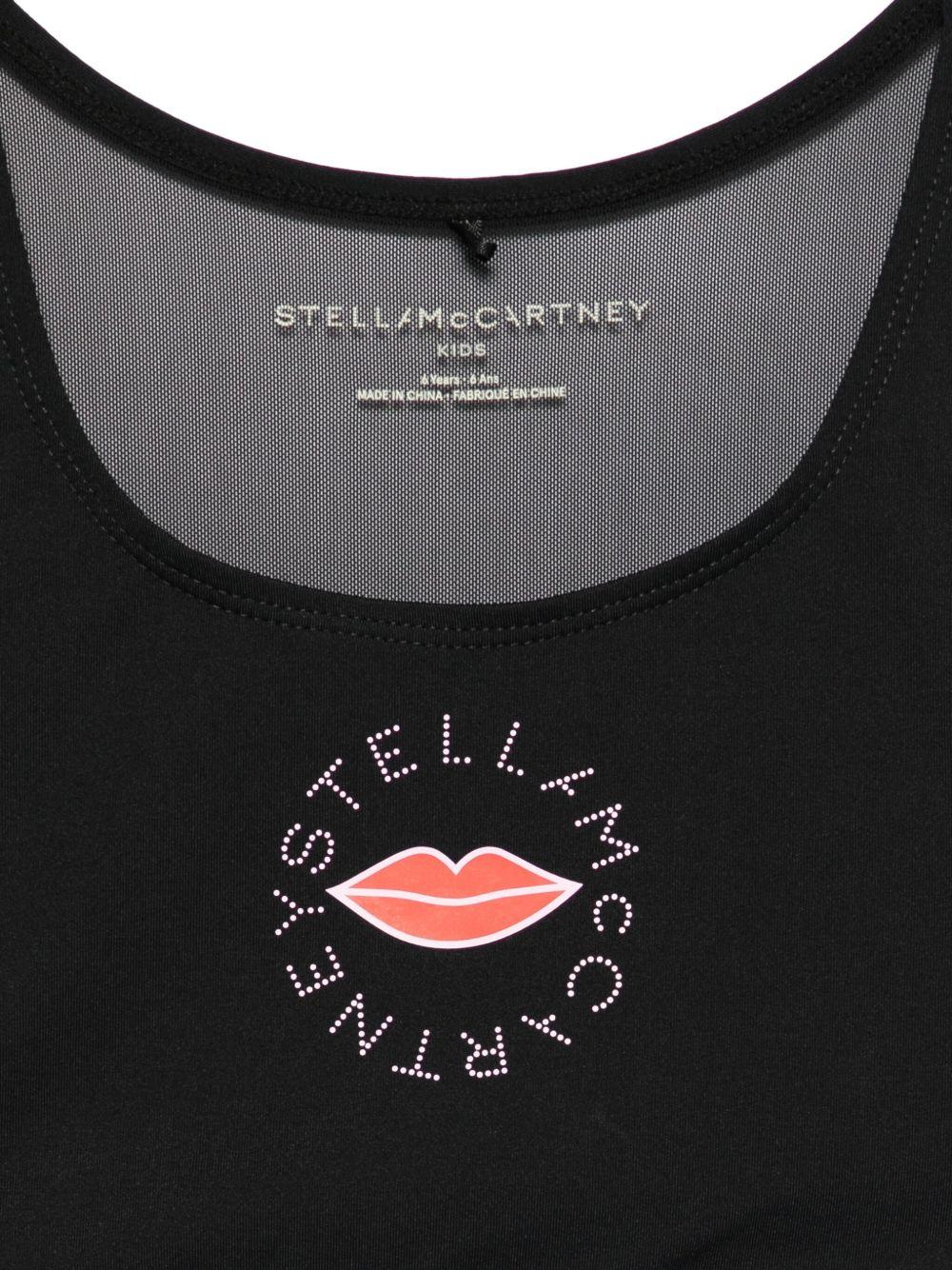 Top crop per bambina Stella McCartney Kids nero con inserto in rete - Rubino Kids