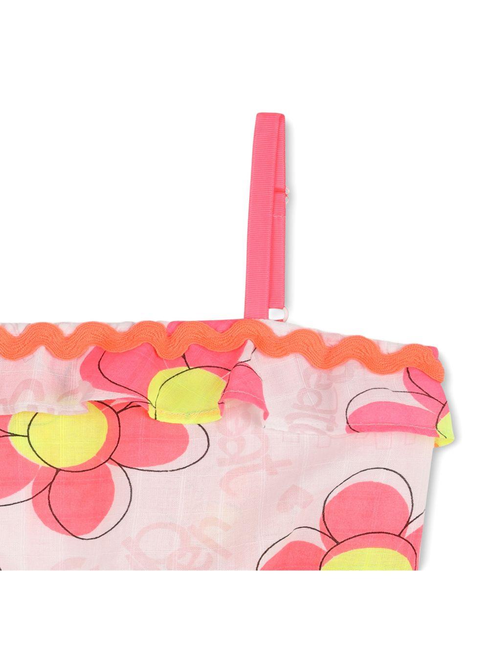 Top per bambina Billieblush bianco a fiori con ruches - Rubino Kids