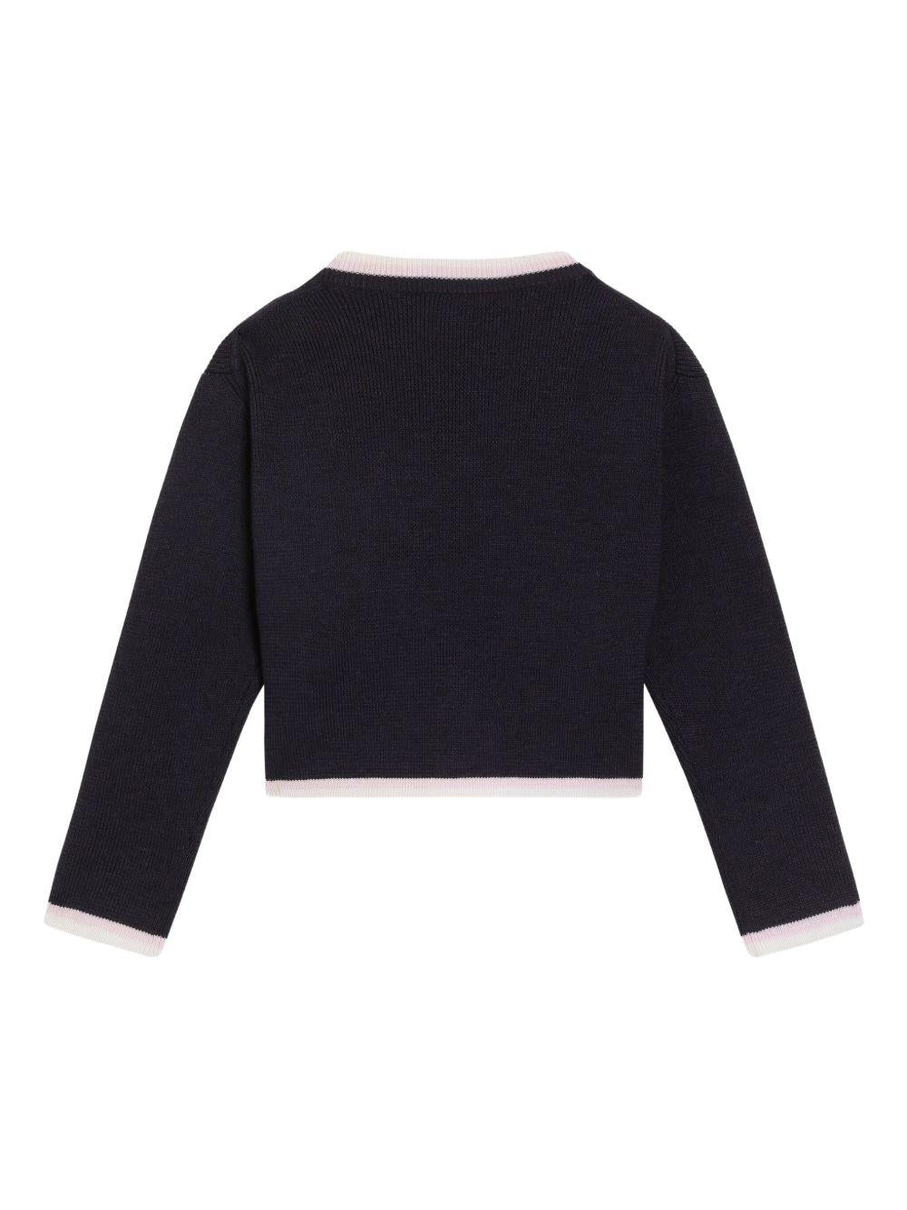 Top per bambina Dolce & Gabbana Kids blu a coste con logo - Rubino Kids