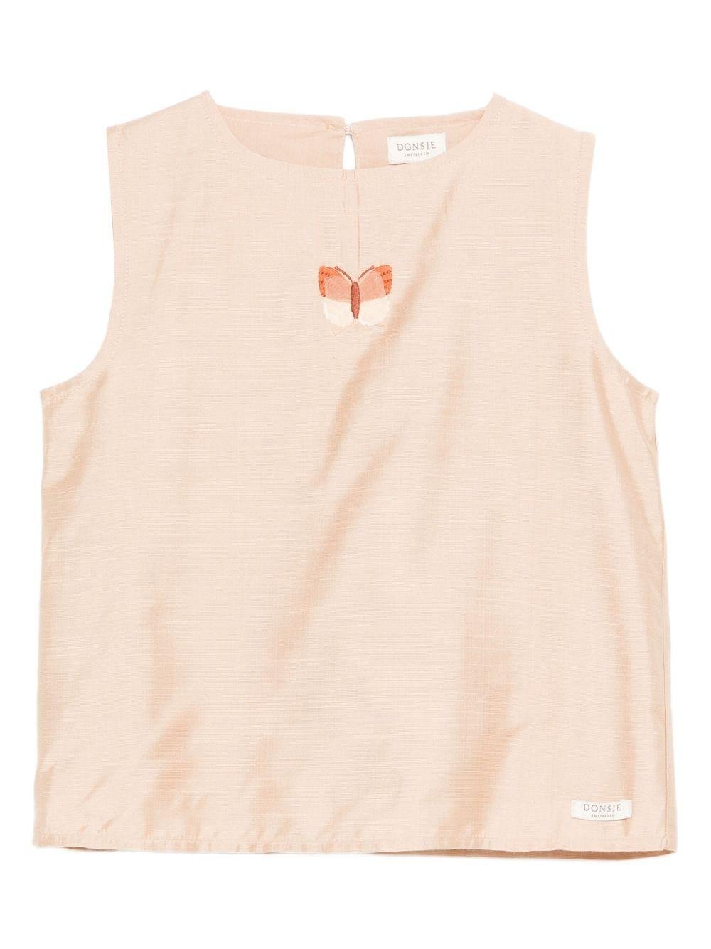 Top per bambina Donsje beige con decorazione a farfalla - Rubino Kids
