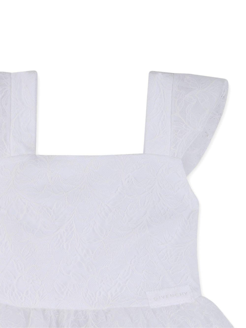 Top per bambina Givenchy Kids bianco con ricamo floreale in pizzo - Rubino Kids