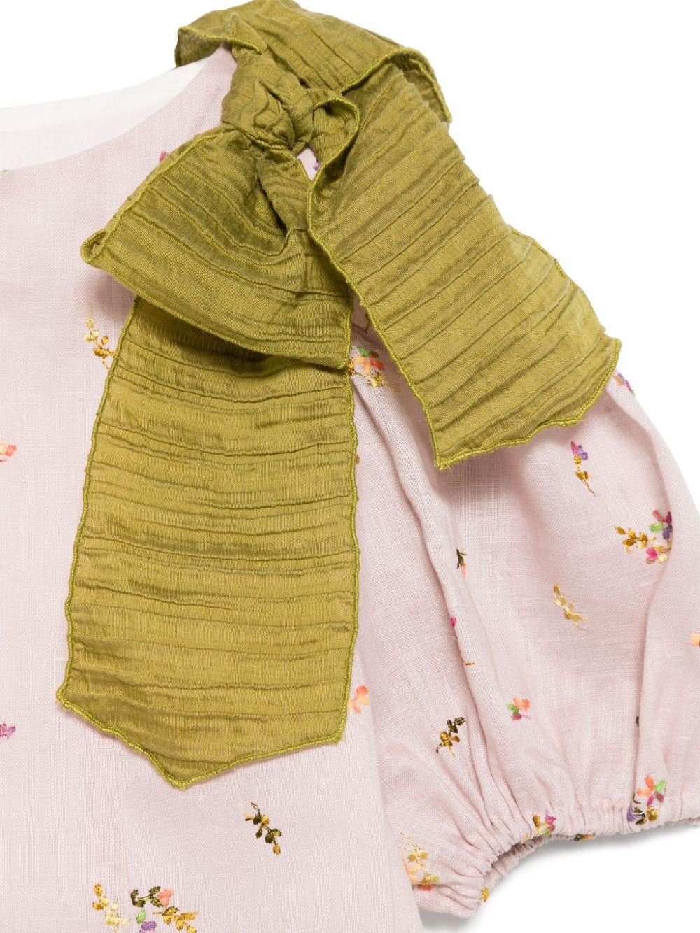 Top per bambina La Stupenderia rosa con ricamo a fiori - Rubino Kids