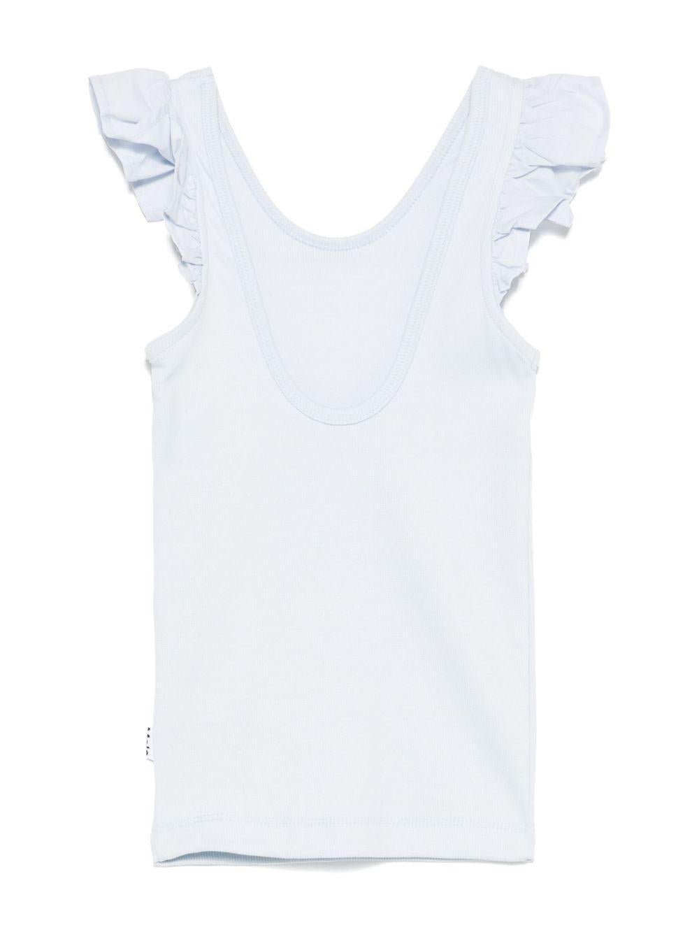 Top per bambina Molo azzurro con ruches e scollo ampio - Rubino Kids