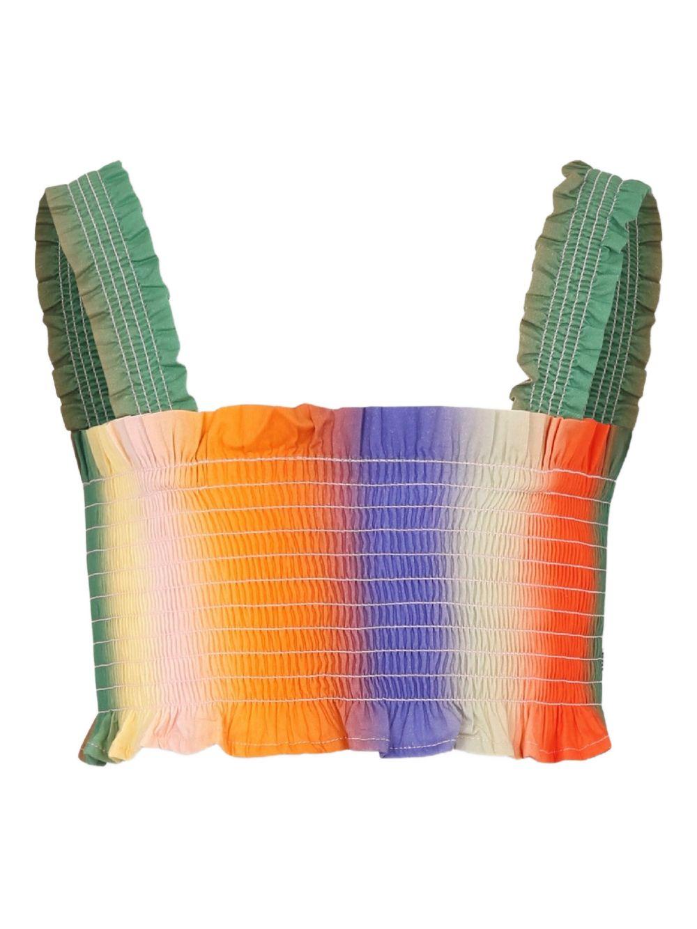 Top per bambina Molo multicolor corto con effetto increspato e spalline larghe - Rubino Kids