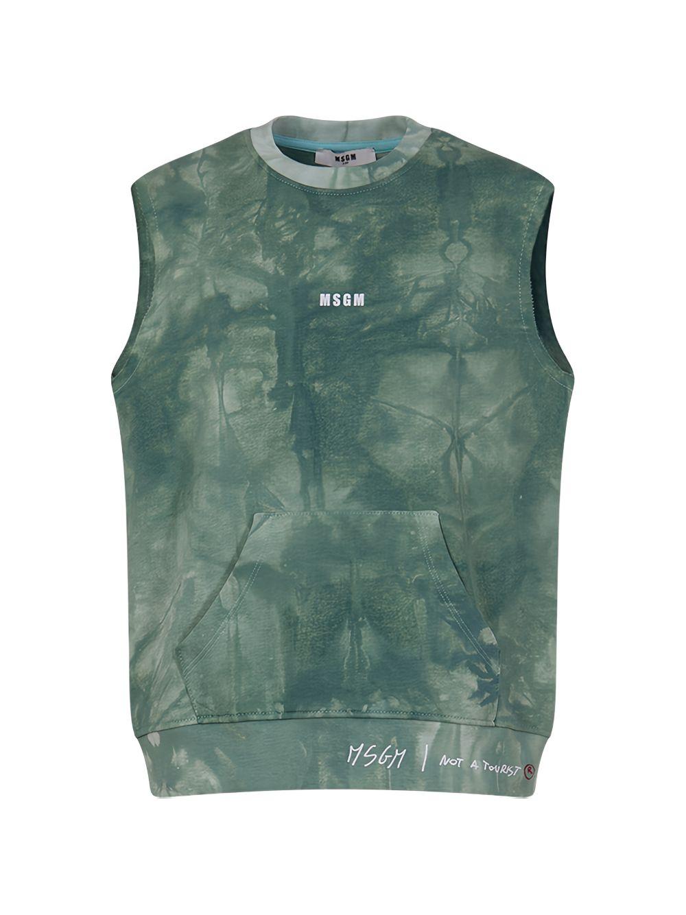 Top per bambina MSGM Kids verde con fantasia tie dye - Rubino Kids