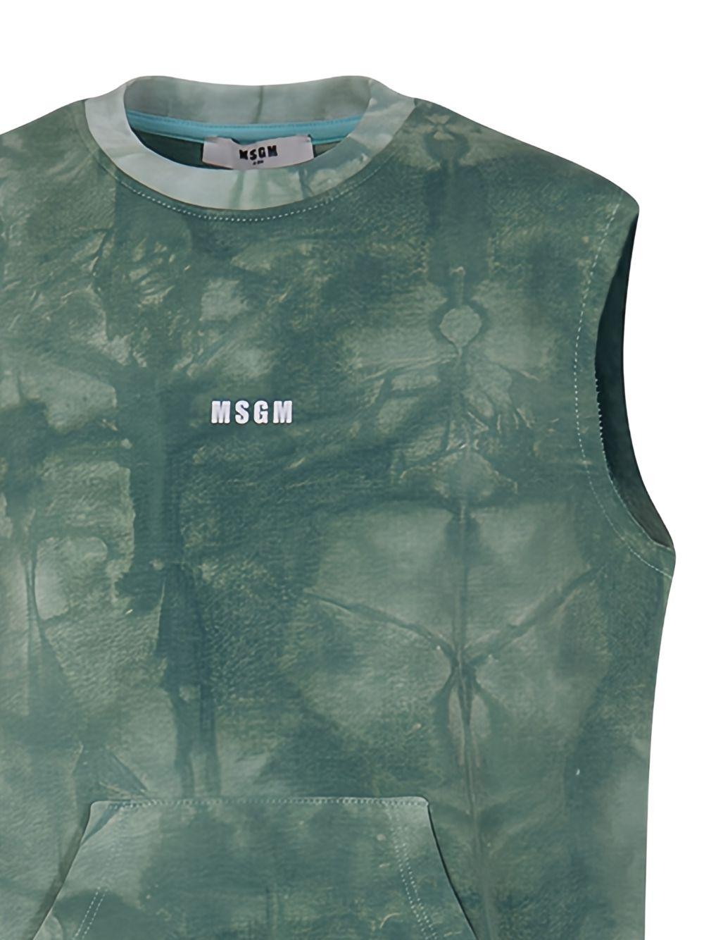 Top per bambina MSGM Kids verde con fantasia tie dye - Rubino Kids