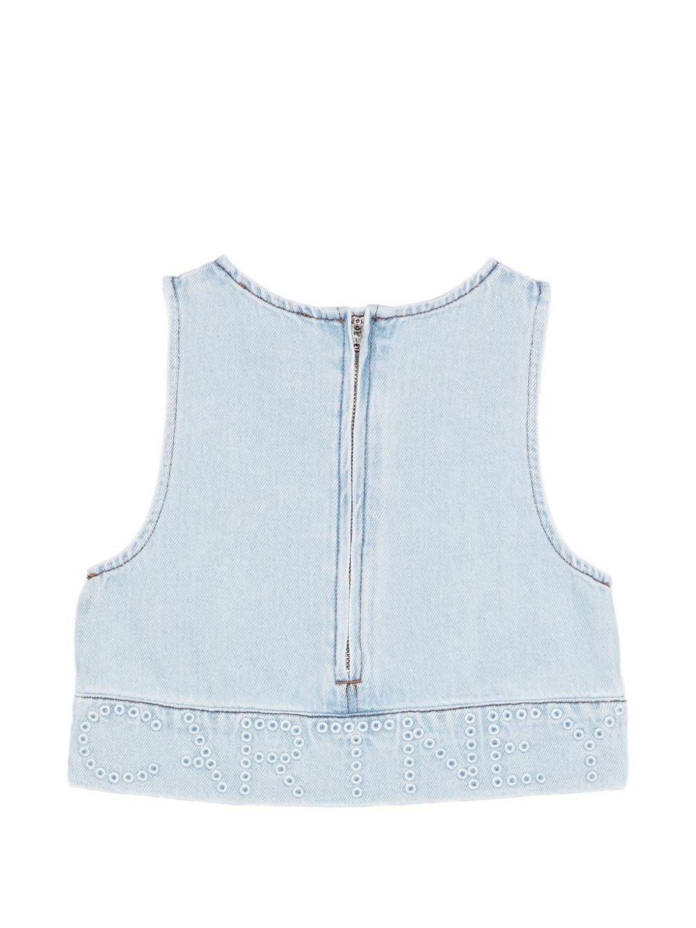 Top per bambina Stella McCartney Kids denim con chiusura con zip posteriore - Rubino Kids