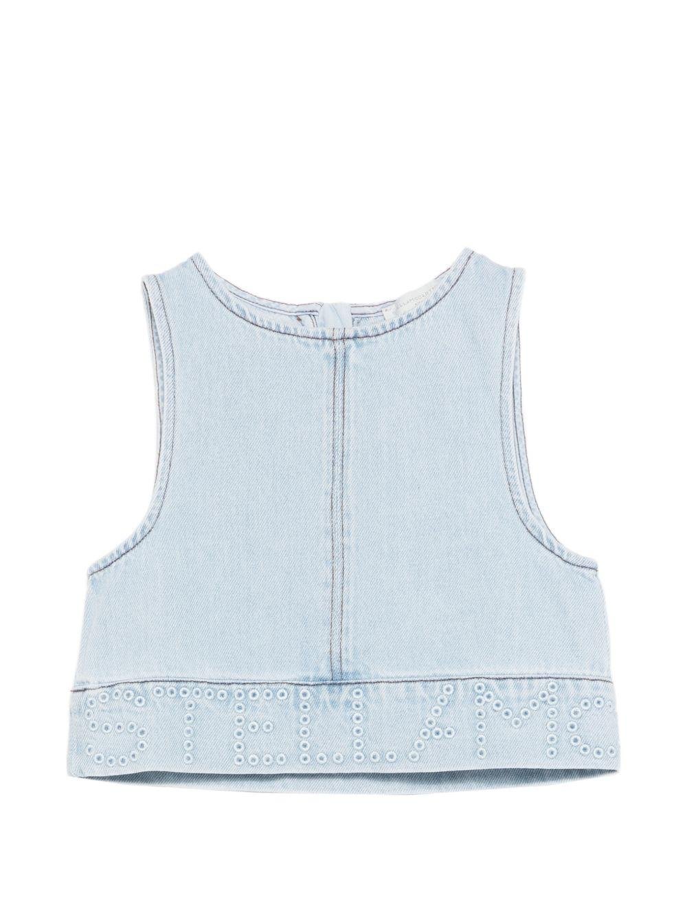 Top per bambina Stella McCartney Kids denim con chiusura con zip posteriore - Rubino Kids