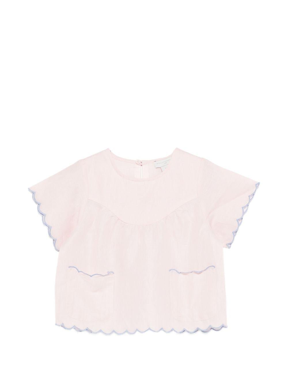 Top per bambina Stella McCartney Kids rosa con orlo a smerlo - Rubino Kids