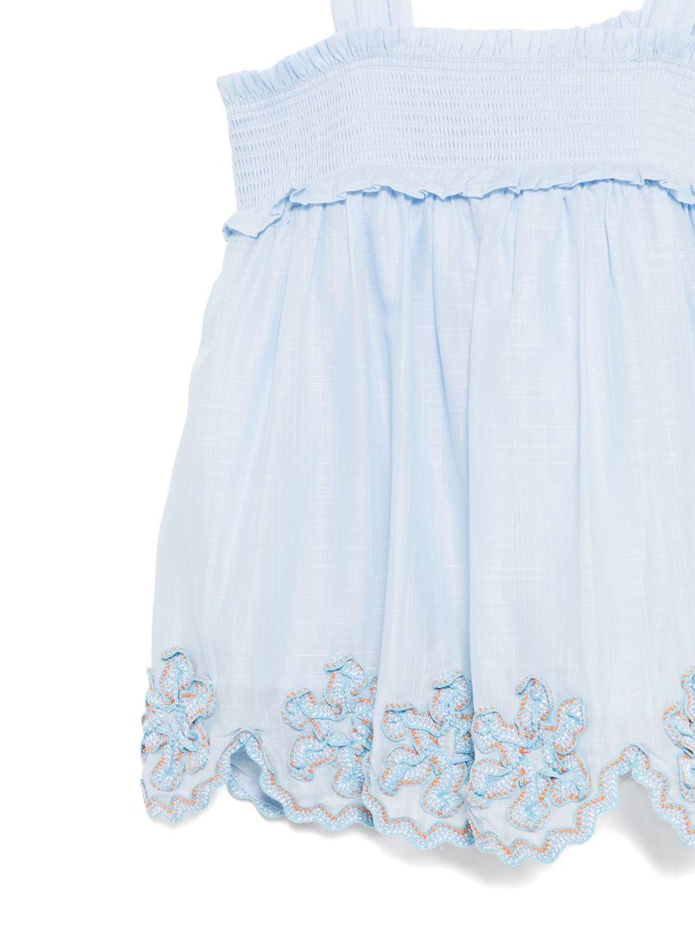 Top per bambina ZIMMERMANN Kids Cascadian azzurro con orlo a smerlo - Rubino Kids
