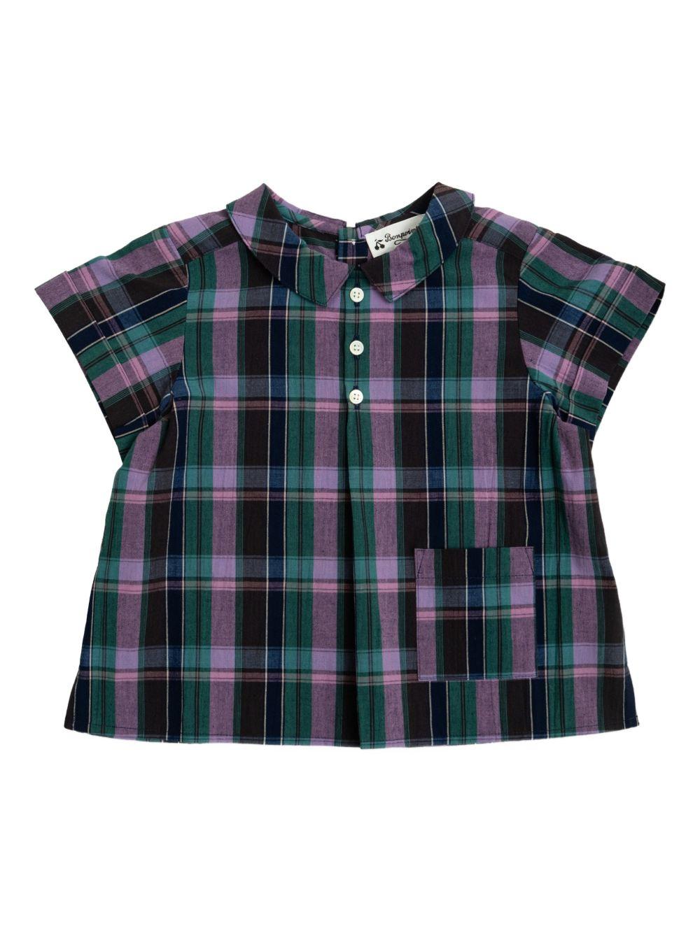 Top per neonata Bonpoint viola con motivo a quadri - Rubino Kids