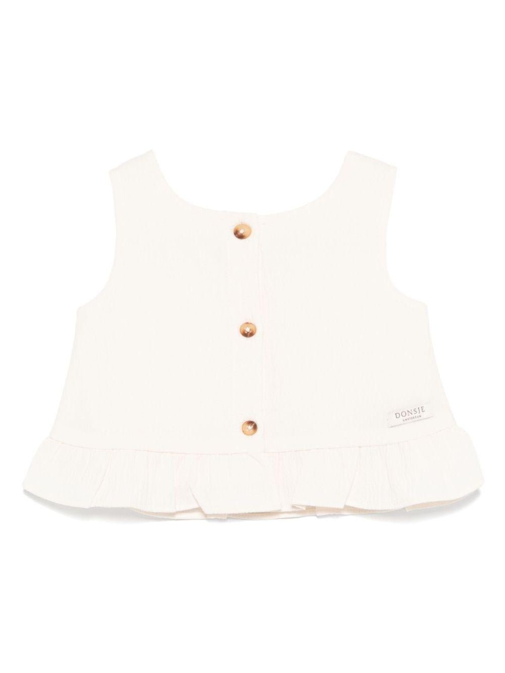 Top per neonata Donsje Francise bianco con orlo increspato - Rubino Kids