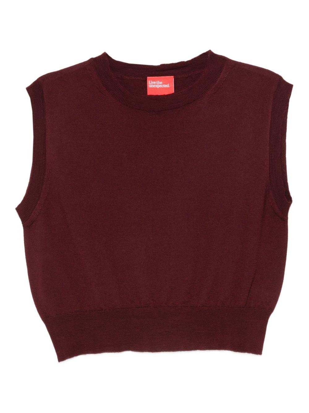Top smanicato per donna Merci bordeaux con scollo rotondo - Rubino Kids