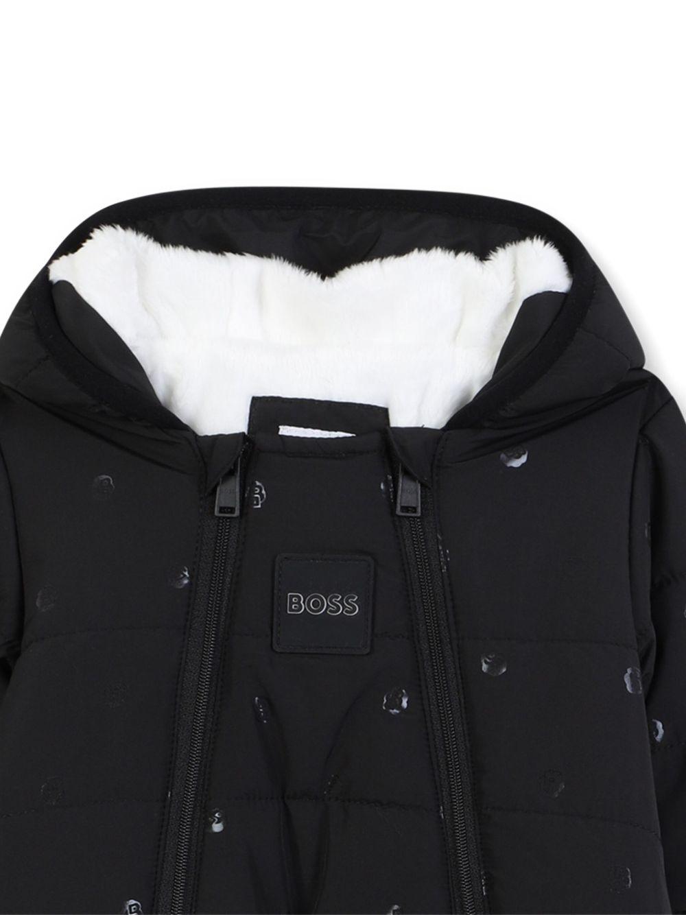 Tuta da neve per neonato Boss Kids nera con applicazione con logo - Rubino Kids