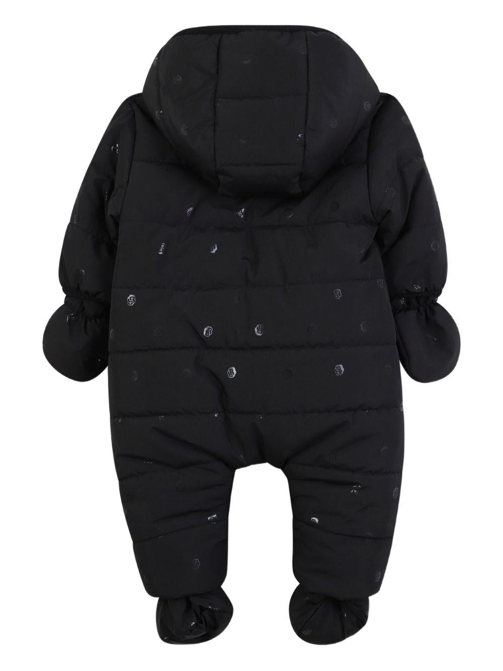 Tuta da neve per neonato Boss Kids nera con applicazione con logo - Rubino Kids