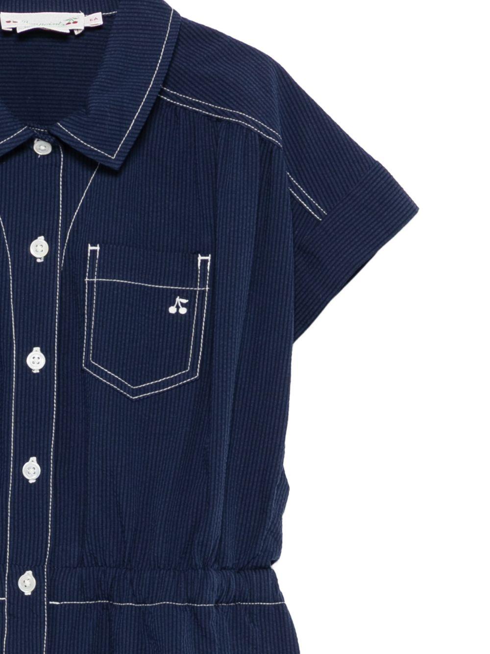 Tuta intera per bambina Bonpoint blu con tasche sul davanti - Rubino Kids