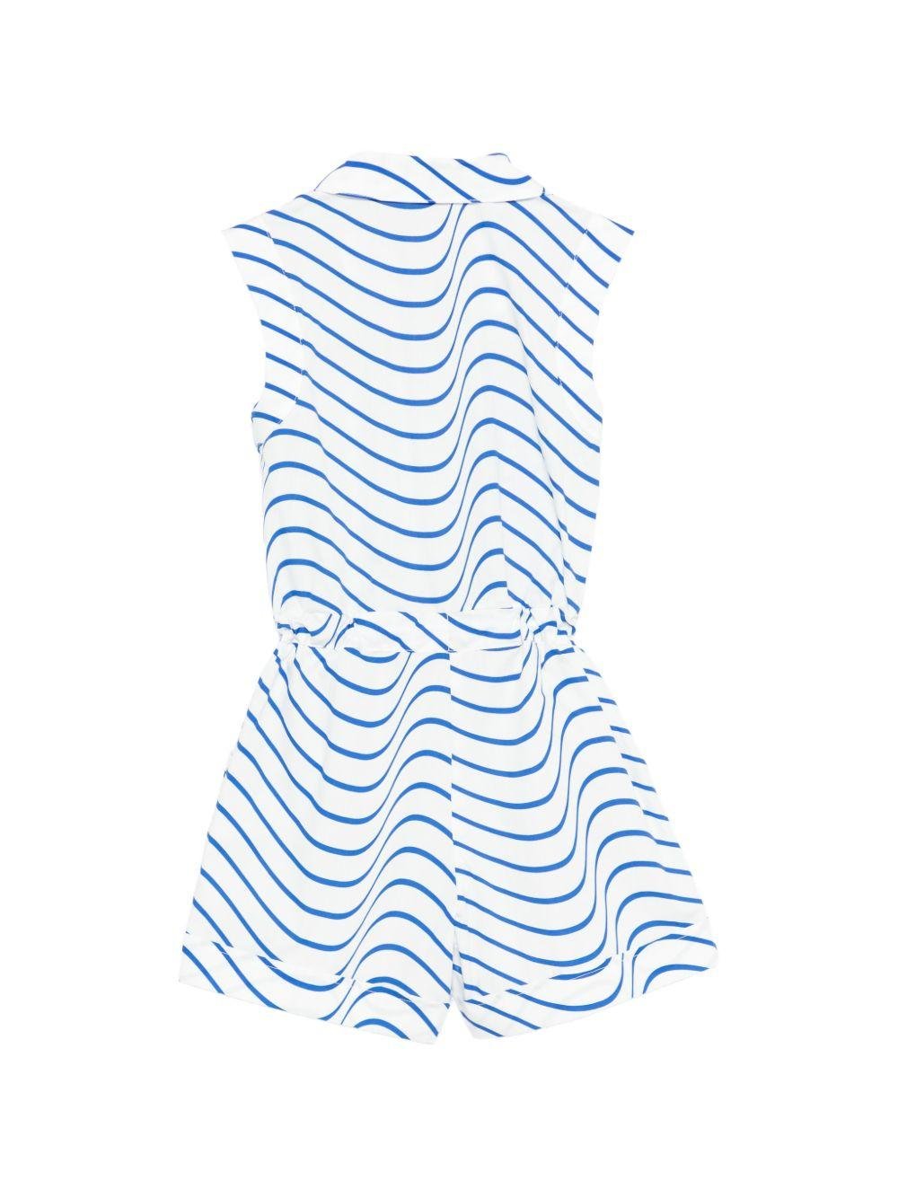 Tuta intera per bambina MSGM Kids bianca con motivo a onde blu - Rubino Kids