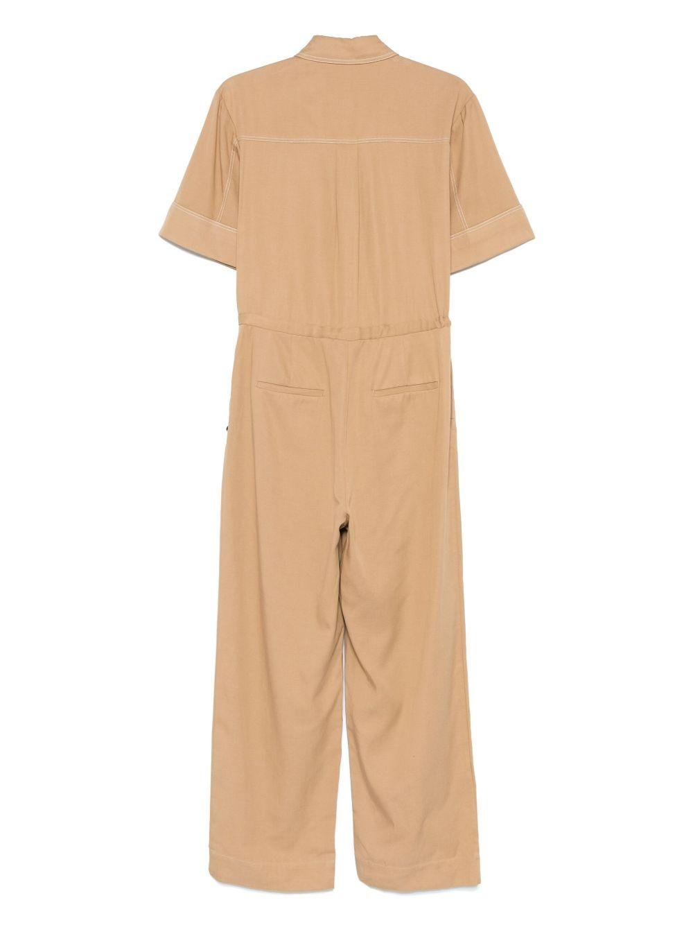 Tuta intera per donna Scotch & Soda marrone in gabardine con tasca applicata sul petto - Rubino Kids