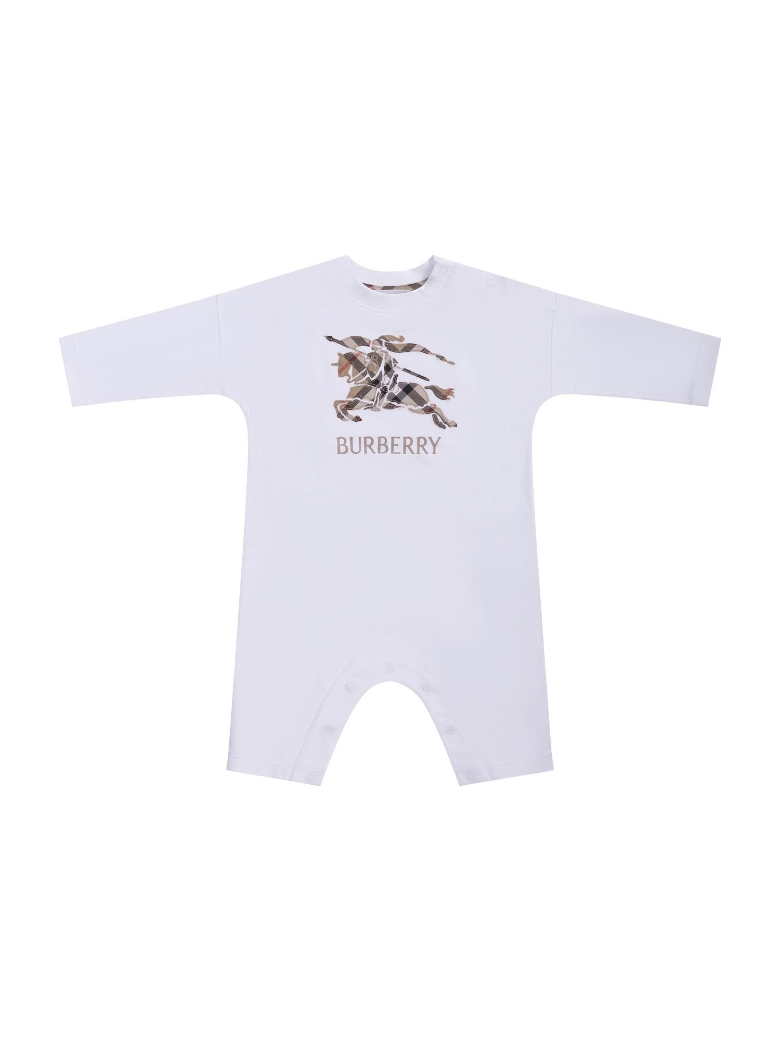 Tuta intera per neonato Burberry Kids bianca con logo stampato - Rubino Kids
