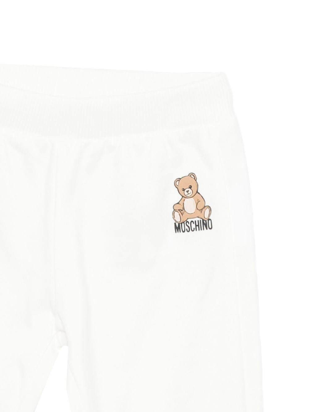 Tuta sportiva Moschino Kids bianca con stampa Teddy Bear - Rubino Kids