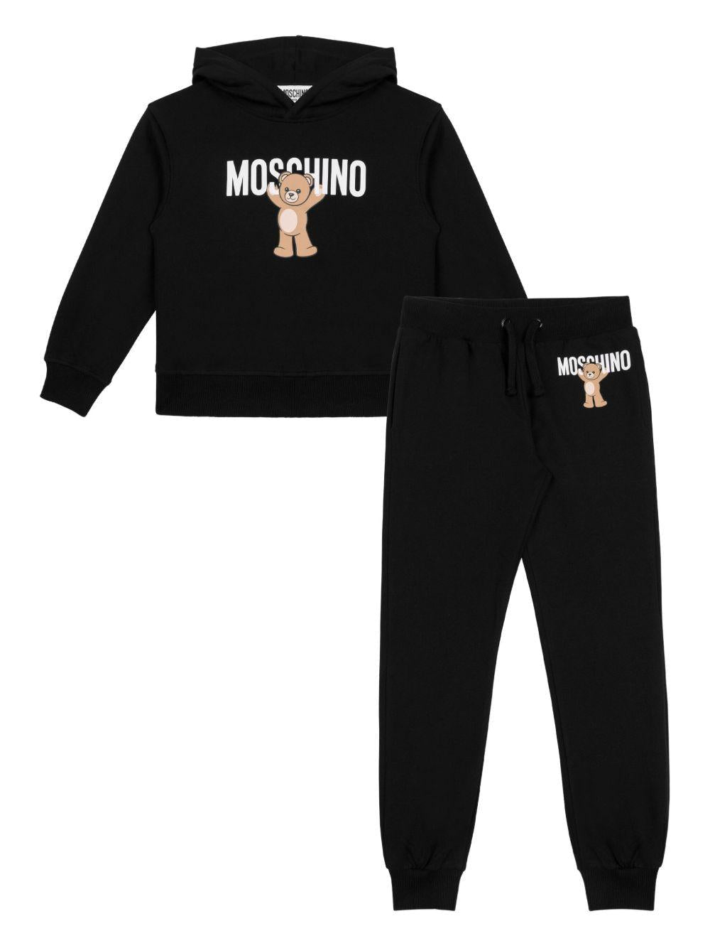 Tuta sportiva per bambini Moschino Kids nero con stampa Teddy - Rubino Kids