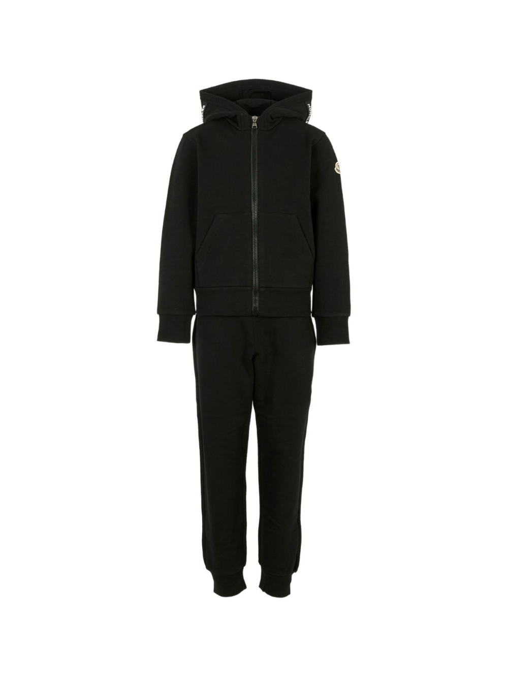 Tuta sportiva per bambino Moncler Enfant nero con zip e cappuccio (2 pezzi) - Rubino Kids