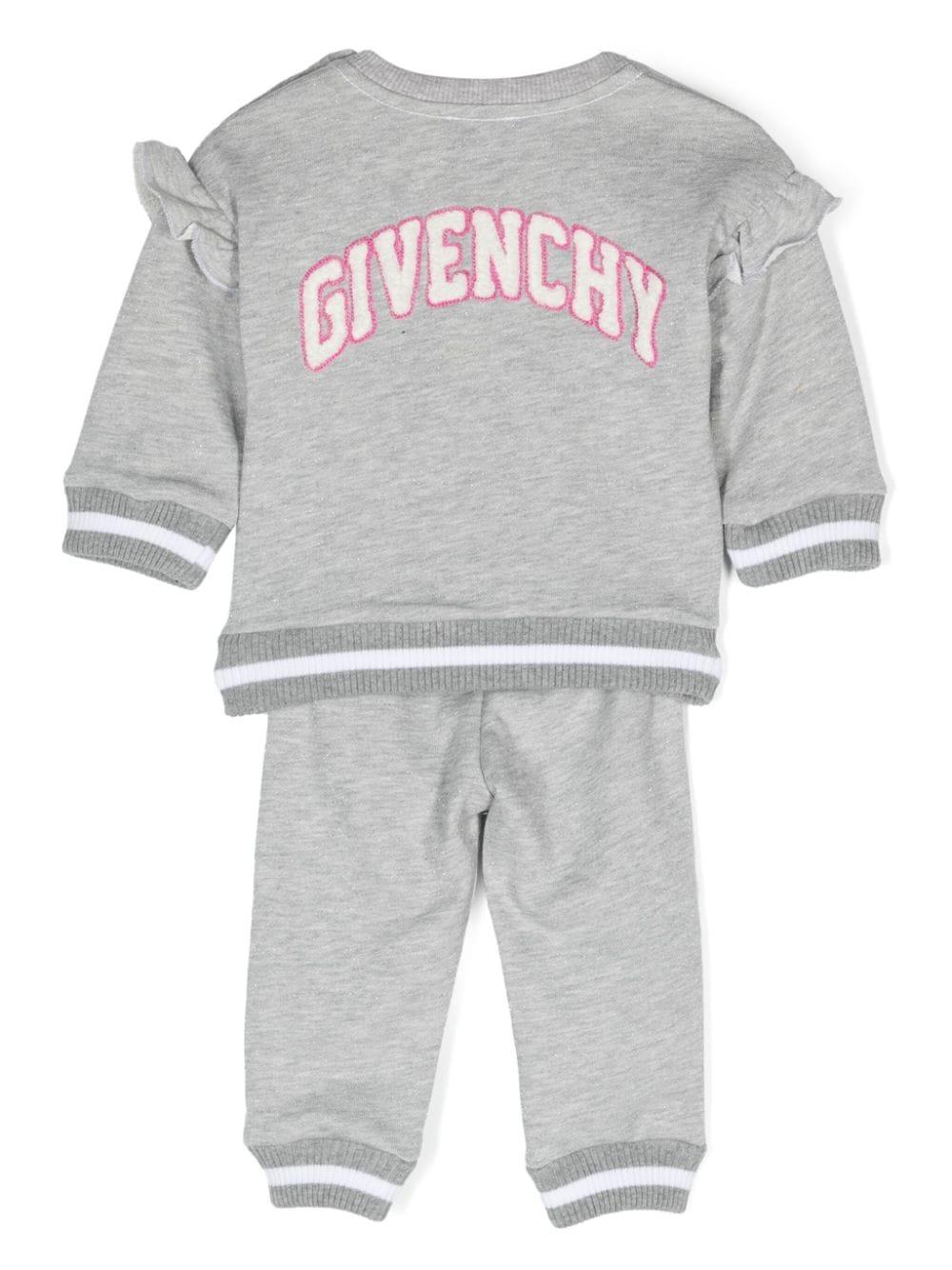 Tuta sportiva per neonata Givenchy Kids grigio con applicazione G e dettaglio glitter - Rubino Kids