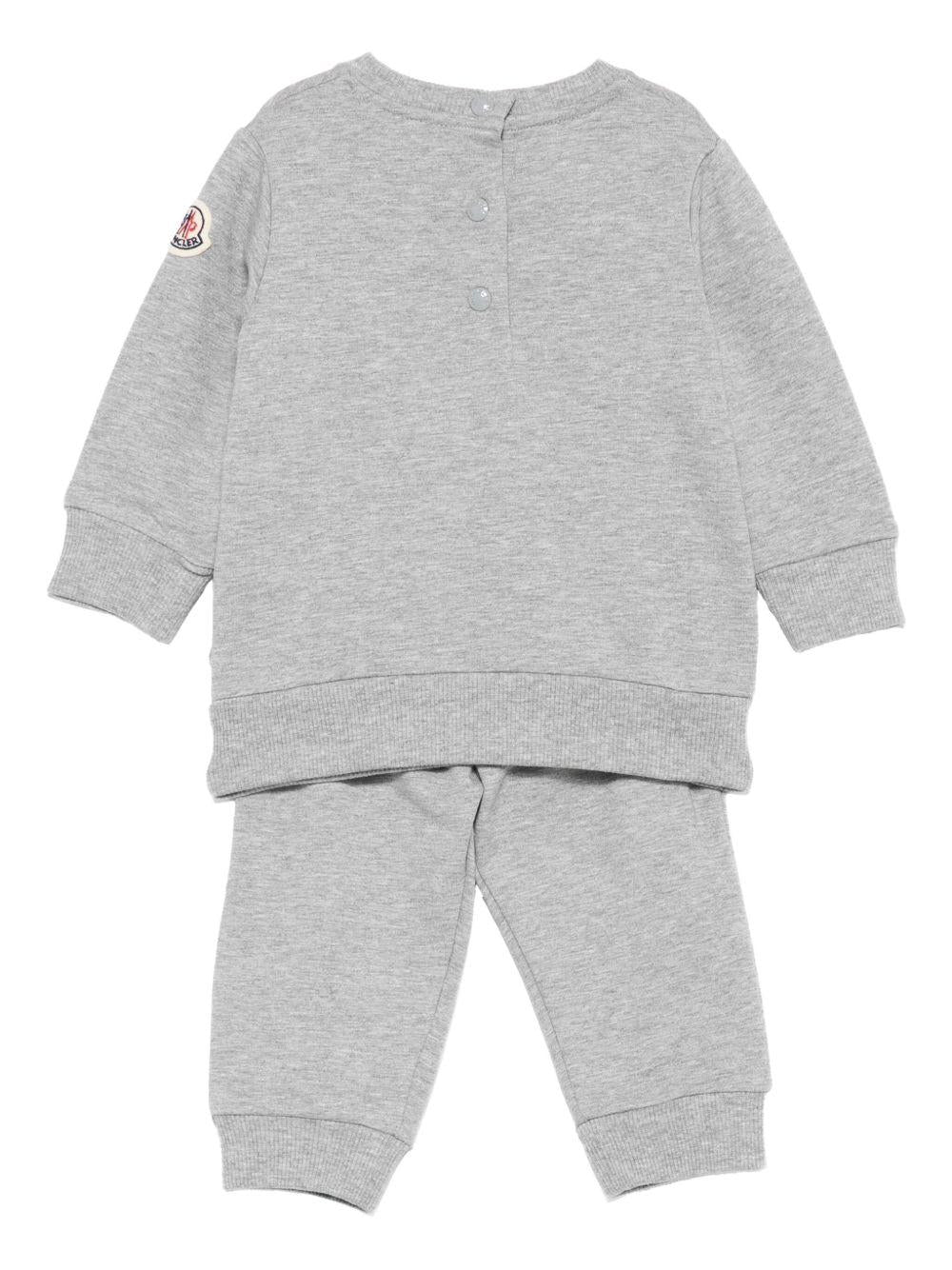 Tuta sportiva per neonata Moncler Enfant grigio con ricamo - Rubino Kids