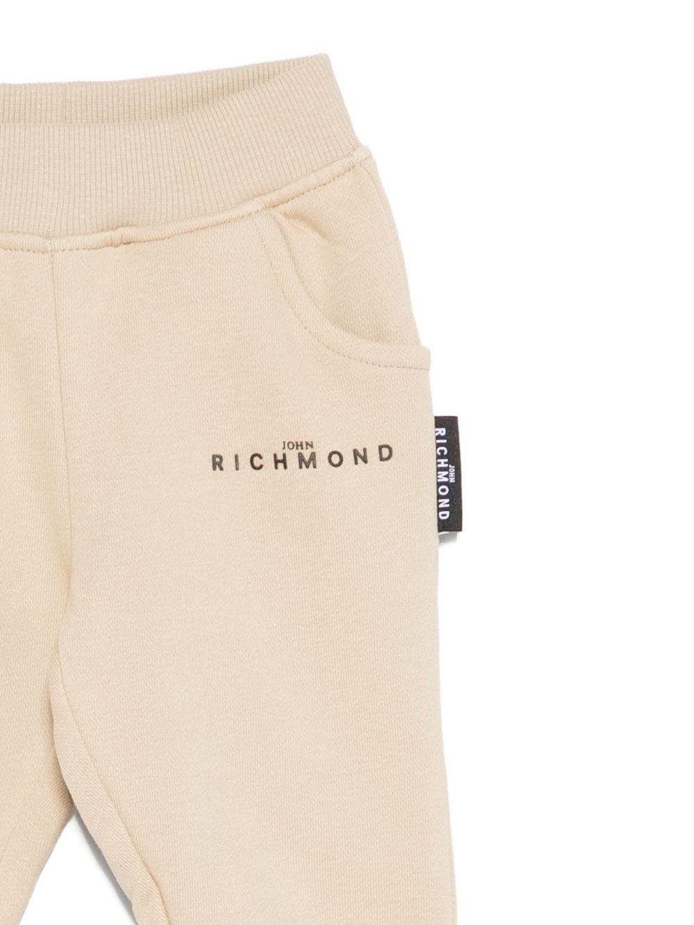 Tuta sportiva per neonato John Richmond Junior beige con logo ricamato - Rubino Kids