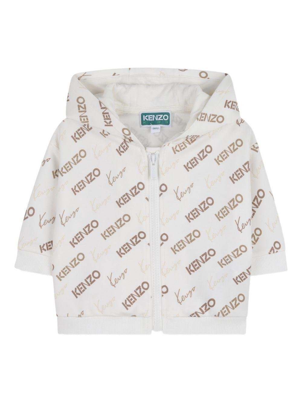 Tuta sportiva per neonato Kenzo Kids bianca con stampa - Rubino Kids