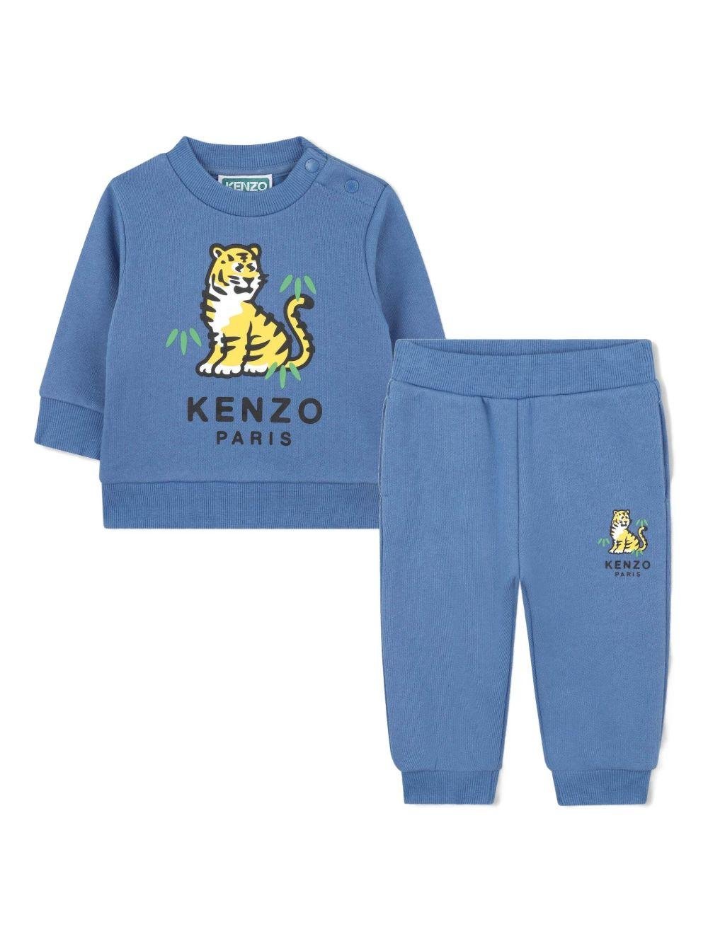 Tuta sportiva per neonato Kenzo Kids blu con stampa tigre - Rubino Kids