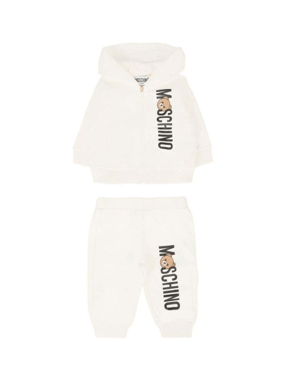 Tuta sportiva per neonato Moschino Kids bianca con stampa Teddy Bear - Rubino Kids