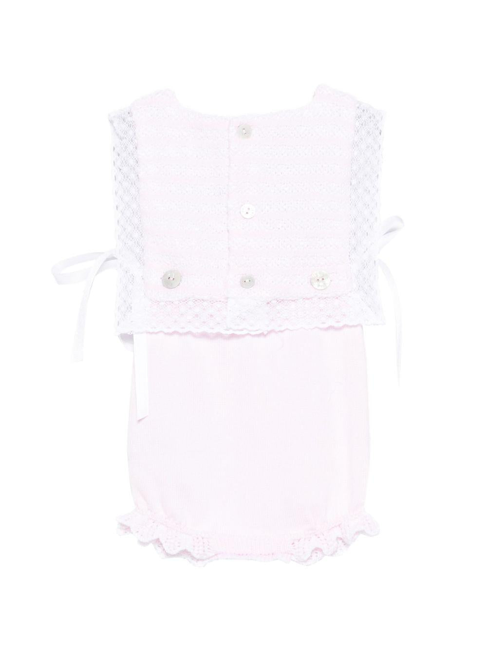Tutina Alaia per neonata Paz Rodriguez rosa con bordo in pizzo - Rubino Kids