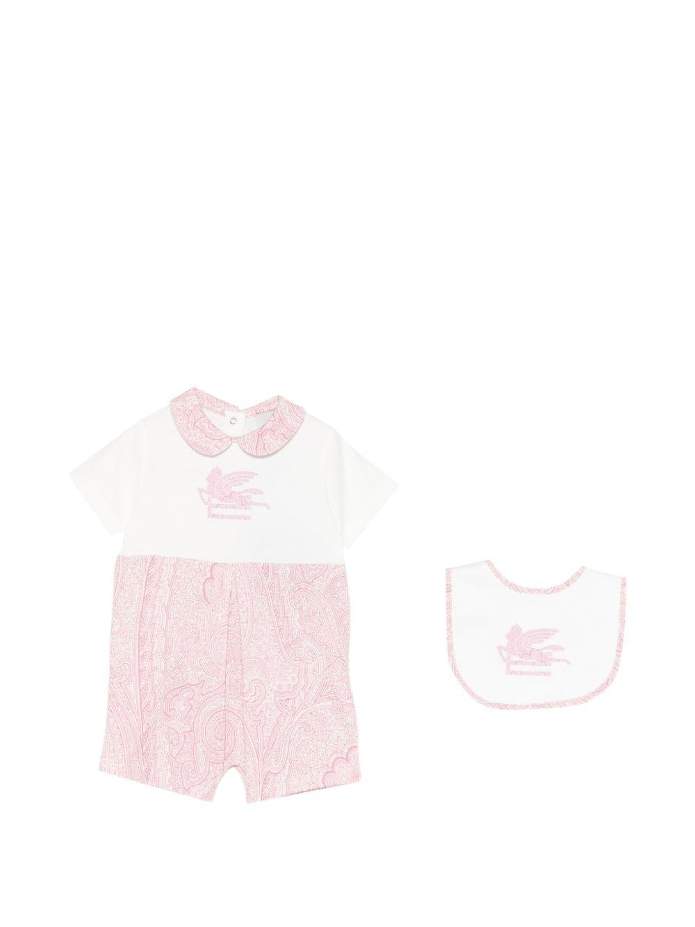 Tutina e bavaglino per neonata ETRO KIDS bianchi con stampa paisley (2 pezzi) - Rubino Kids
