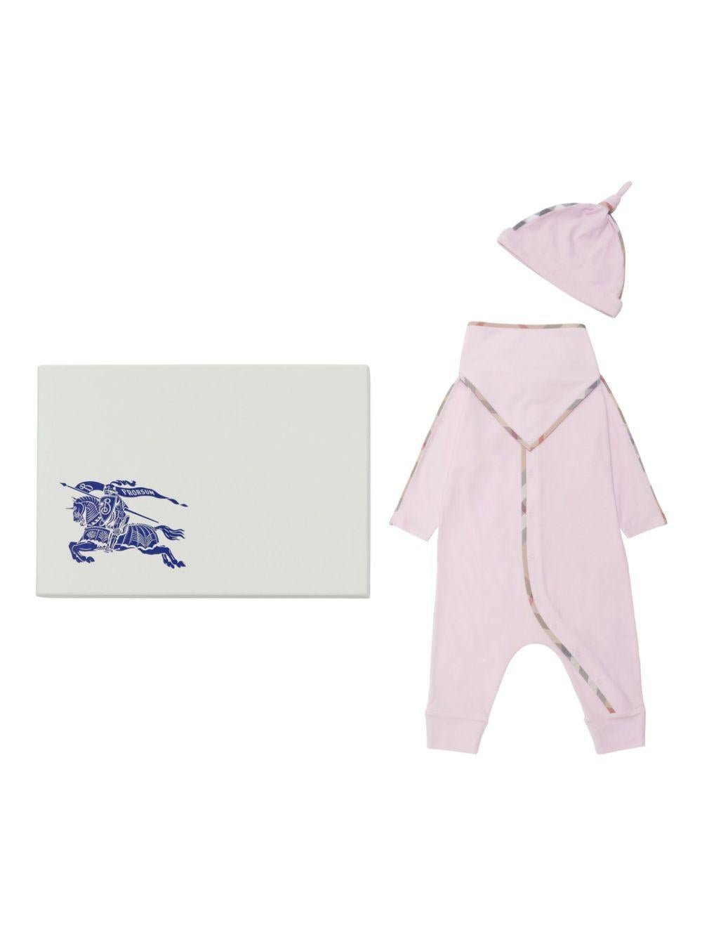 Tutina per neonata Burberry Kids Lilla a quadri con accessori - Rubino Kids