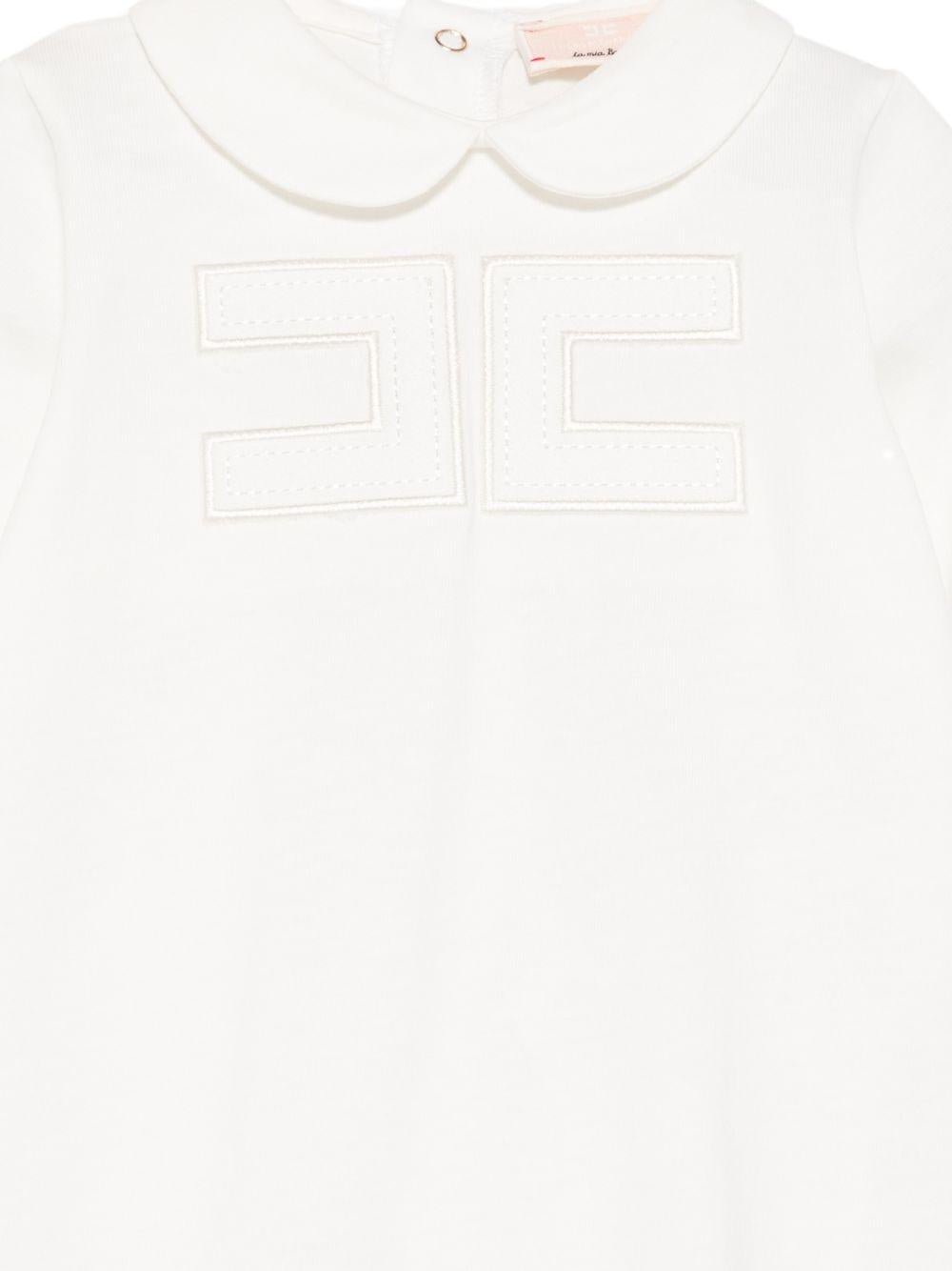 Tutina per neonata Elisabetta Franchi La Mia Bambina bianca con colletto alla Peter Pan - Rubino Kids