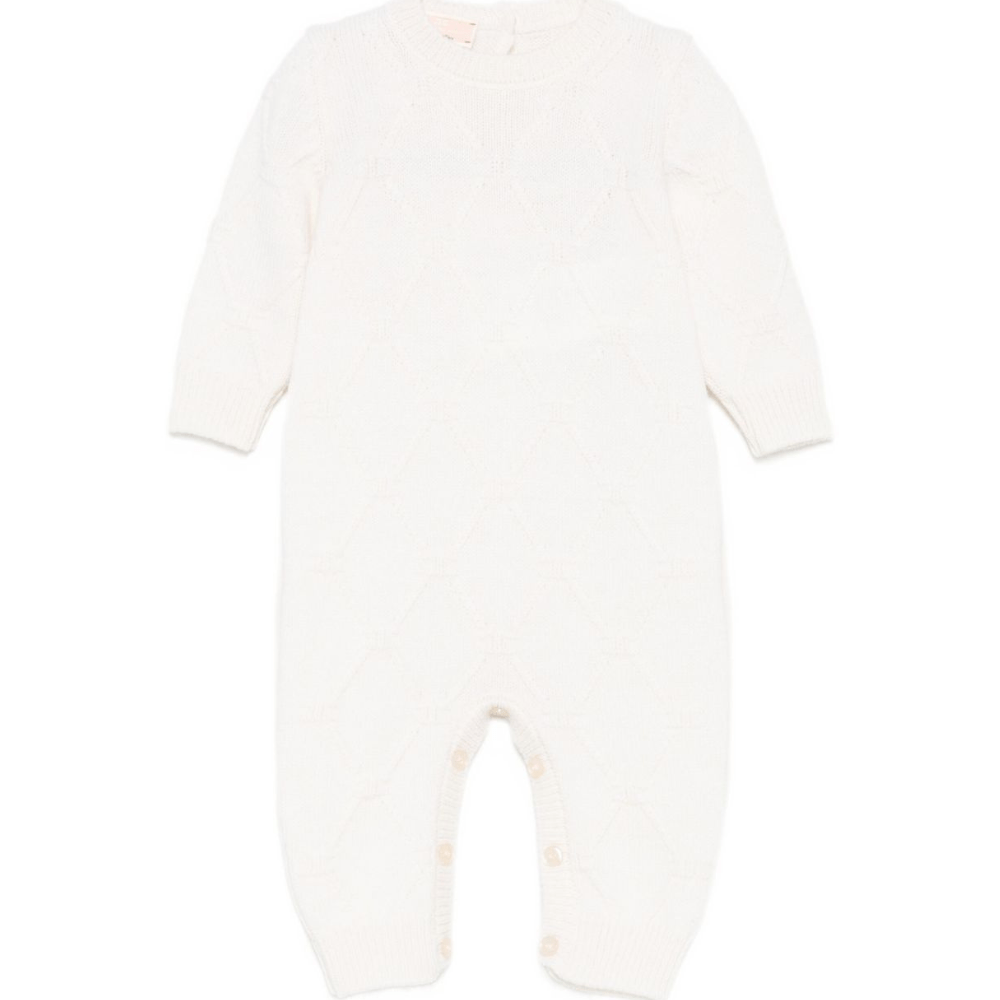 Tutina per neonata Elisabetta Franchi La Mia Bambina bianca con maglia a rombi - Rubino Kids