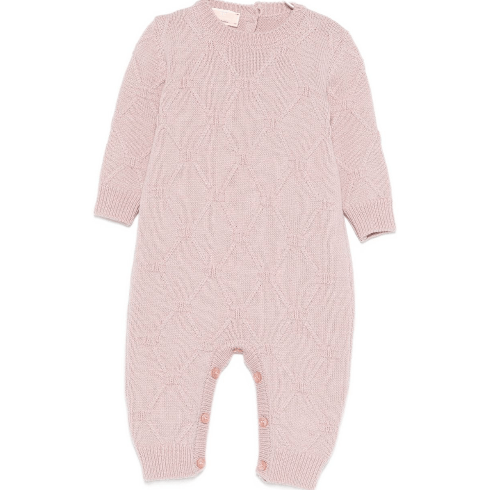 Tutina per neonata Elisabetta Franchi La Mia Bambina viola con maglia a rombi - Rubino Kids