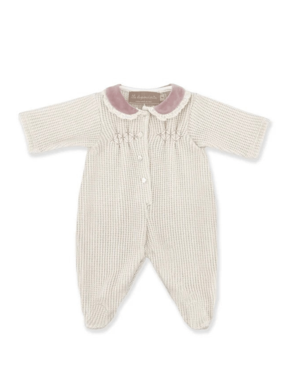 Tutina per neonata La Stupenderia bianca con dettaglio colletto rosa - Rubino Kids