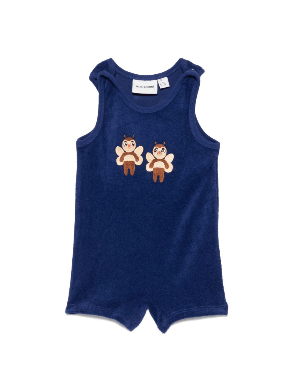 Tutina per neonata Mini Rodini blu con ricamo e scollo rotondo - Rubino Kids