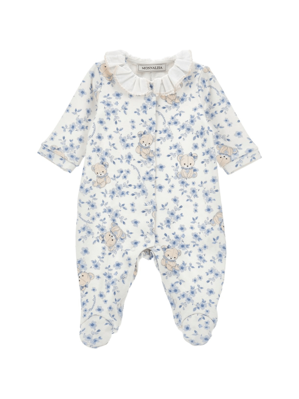 Tutina per neonata Monnalisa bianca con stampa con fiori all - over - Rubino Kids