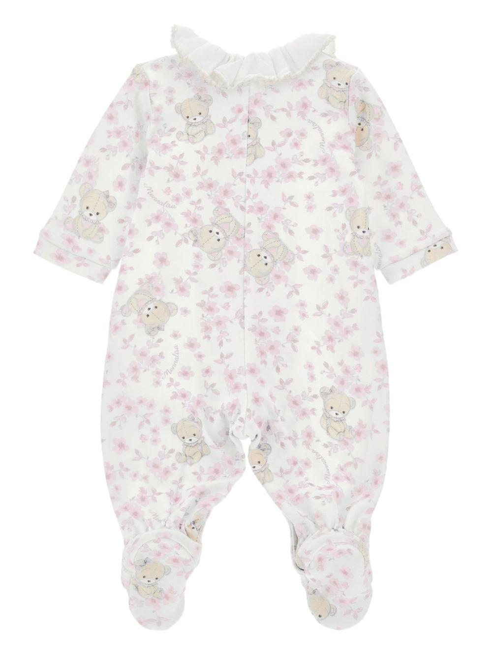 Tutina per neonata Monnalisa bianca con stampa con fiori all - over - Rubino Kids